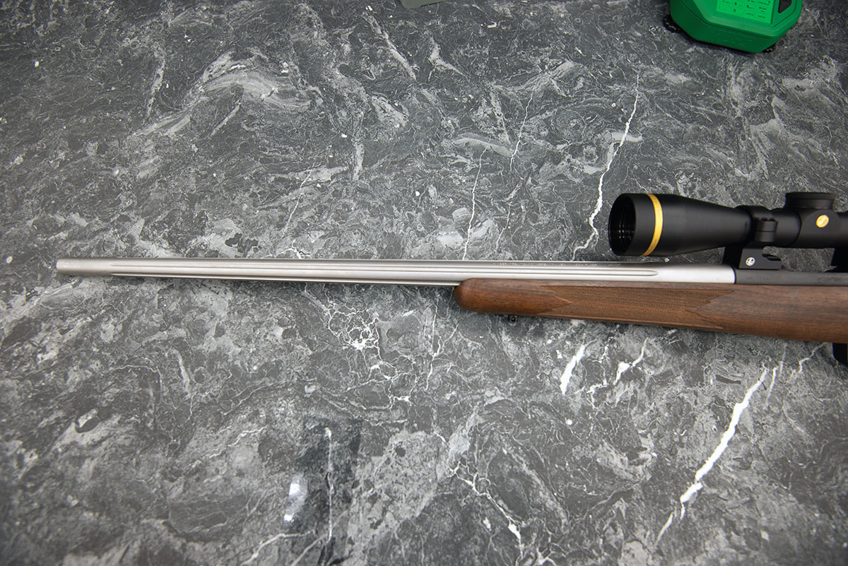 The 24-inch barrel produced respectable velocity, and the fluting helped save a little bit of weight when lugging the rifle to coyote stands or when used as a walking varmint rifle.